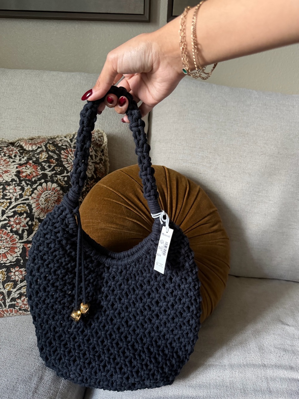 NWT Madewell Black Handwoven Crochet Shoulder Bag